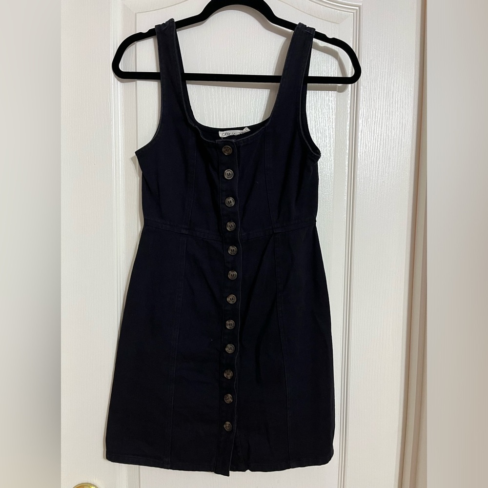 Black Denim Button Up Dress